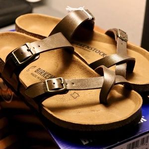BIRKENSTOCK MAYARI Golden Brown Birko-Flor Size 6